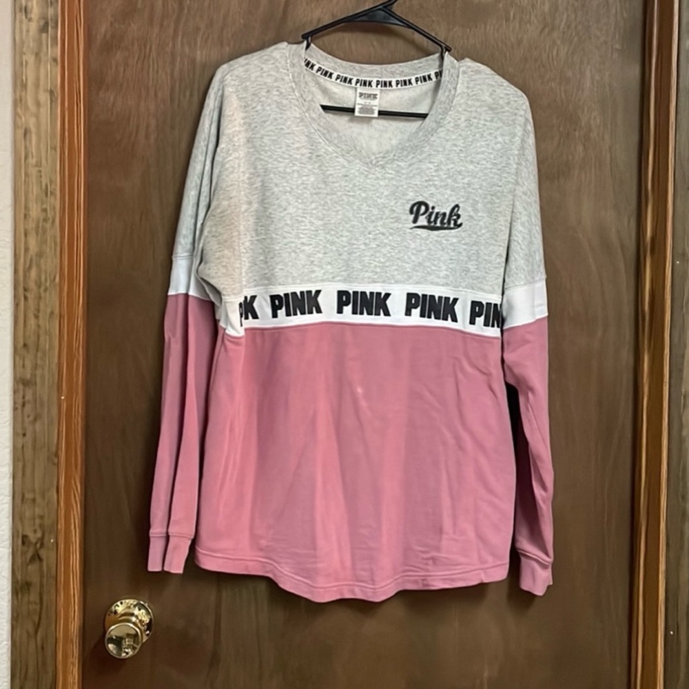 Victorias‎ Secret Pink Vneck Crewneck Sweatshirt Small Logo